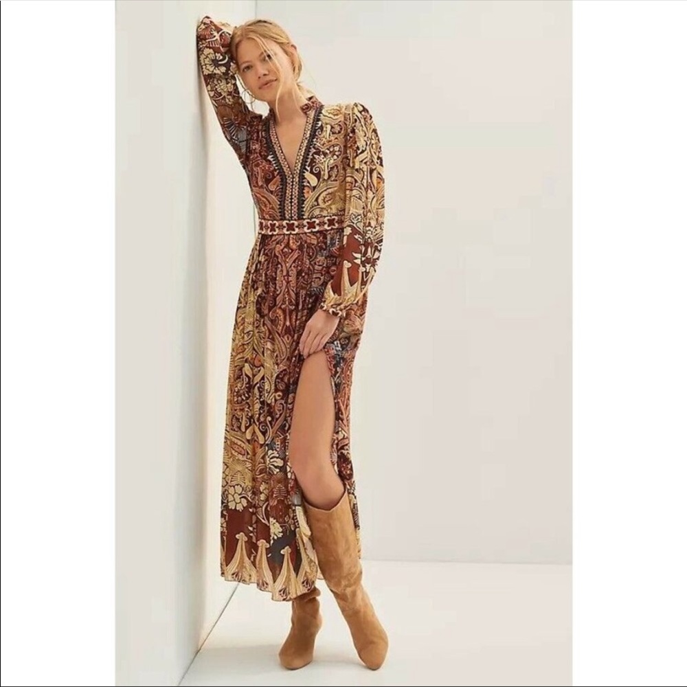 Anthropologie Bhanuni by Jyoti contrast floral maxi dress NWT